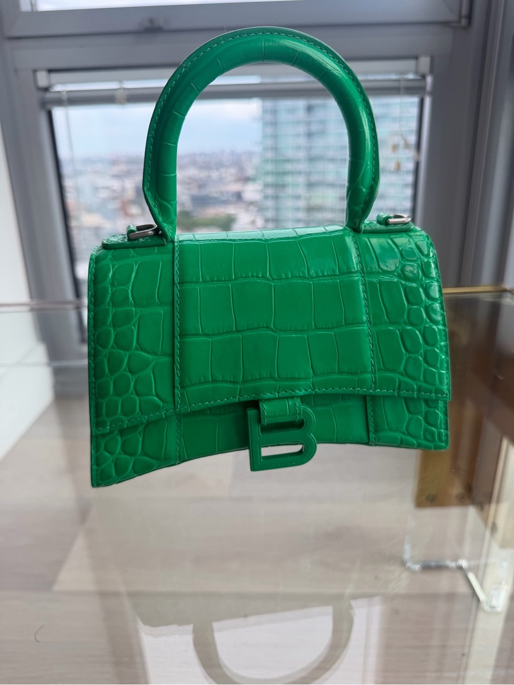 Balenciaga Hourglass Top Handle Bag in Green